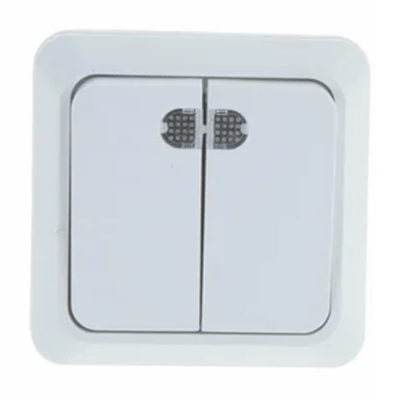 Выключатель 2ОП белый с подсветкой ОЛИМП UNIVersal (10/200)