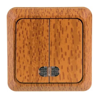 Выключатель 2ОП бук с подсветкой ОЛИМП UNIVersal (10/100)