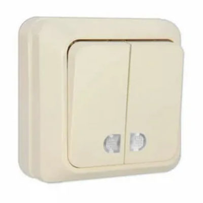Выключатель 2ОП слоновая кость с подсветкой ОЛИМП UNIVersal (10/200)