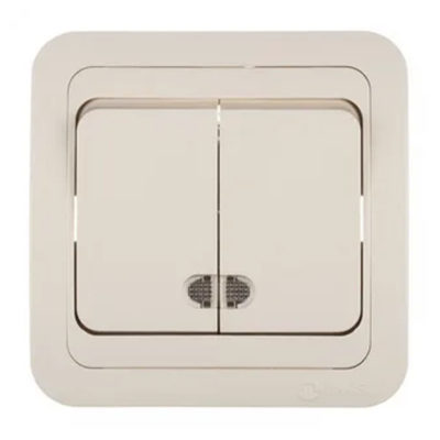 Выключатель 2СП слоновая кость с подсветкой ВАЛЕРИ UNIVersal (10/100)