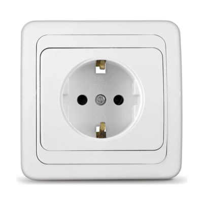 Розетка 1СП с/з белая с крышкой ВАЛЕРИ UNIVersal (10/200)