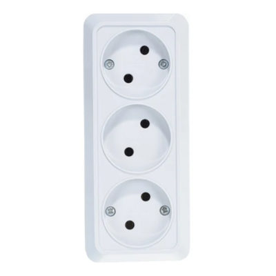 Розетка 3ОП б/з белая ОЛИМП UNIVersal (5/100)
