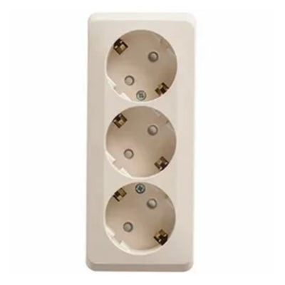 Розетка 3ОП с/з кремовая Этюд Schneider Electric (9/72)