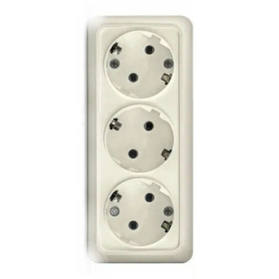 Розетка 3ОП с/з слоновая кость ОЛИМП UNIVersal (4/80)