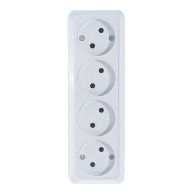Розетка 4ОП б/з белая ОЛИМП UNIVersal (4/80)