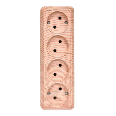 Розетка 4ОП б/з ОЛИМП сосна