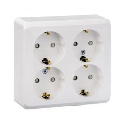 Розетка 4ОП с/з белая со шторками Этюд Schneider Electric (12/72)