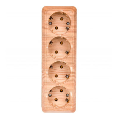 Розетка 4ОП с/з сосна ОЛИМП UNIVersal (3/60)