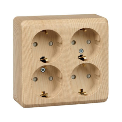Розетка 4ОП с/з сосна со шторками Этюд Schneider Electric (12/72)