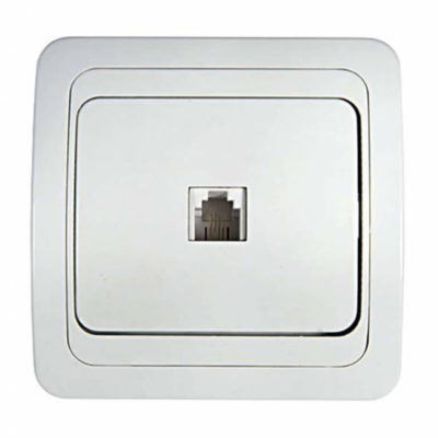 Розетка телефонная белая ВАЛЕРИ UNIVersal (10/100)