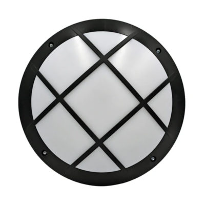 Светильник 60Вт круг черный с решеткой IP54 (1/20)