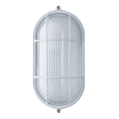 Светильник 60Вт овал белый с решеткой IP54 (1/20)