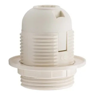 Патрон Е27 пластиковый с кольцом белый (1/50)