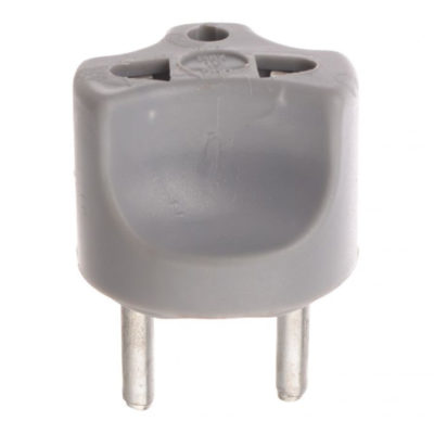 Переходник сетевой серый 16А супер терм. пластик КРУГЛЫЙ (1/50)