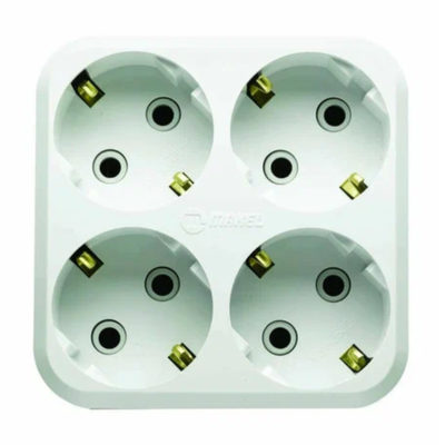 Разветвитель 4 гн с/з белый Makel (1/12/48)