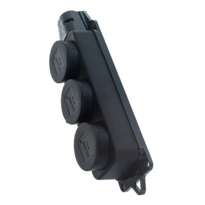 Розетка 3ОП с заглушками (каучук) 2Р+РЕ 1х16А 220-240V Lezard (1/36)