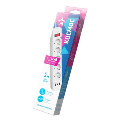 Сетевой фильтр 5*3м. белый (ПВС 3х0