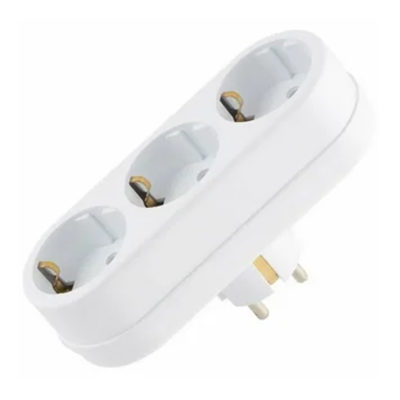 Тройник линейный c/з 16А белый TOKER (60)