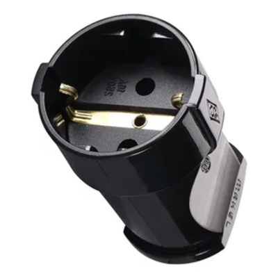 Штепсель 1 гн с/з черн. Makel (1/50/200)