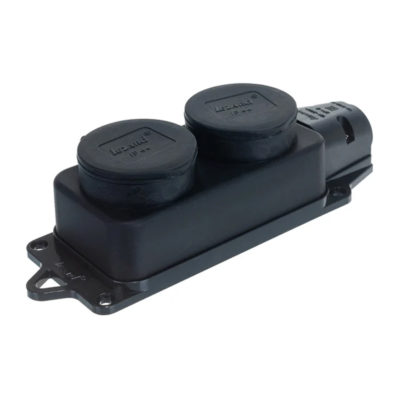 Розетка 2ОП с заглушками (каучук) 2Р+РЕ 1х16А 220-240V Lezard (1/72)