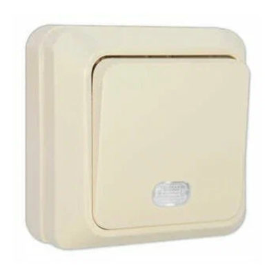 Выключатель 1ОП проход. ОЛИМП Universal слон. кость с подсветкой