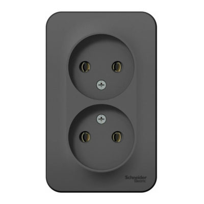 Розетка 2ОП б/з без шторок антрацит BLANCA