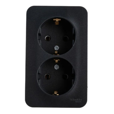 Розетка 2ОП с/з без шторок антрацит BLANCA