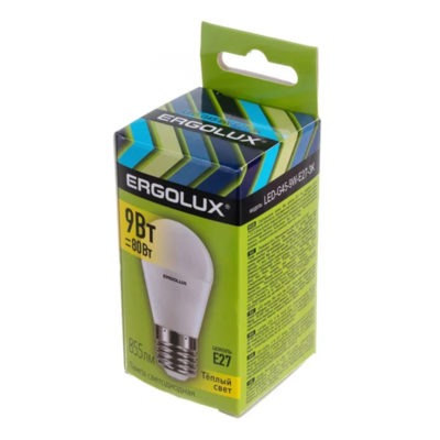 Ergolux LED-G45-5W-E27-3K (Эл.лампа светодиодная Шар 5Вт E27 3000K 172-265В) NEW