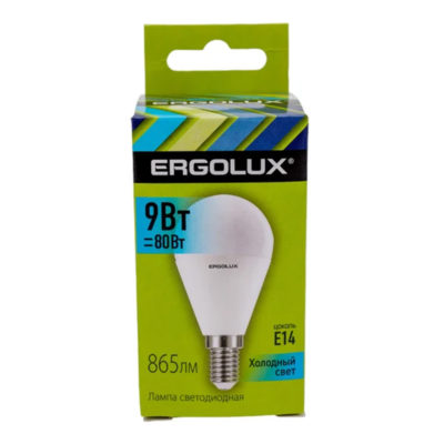 Ergolux LED-G45-5W-E14-4K (Эл.лампа светодиодная Шар 5Вт E14 4500K 172-265В) NEW