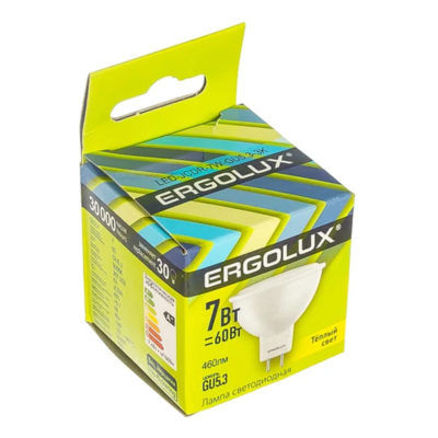 Ergolux LED-JCDR-7W-GU5.3-3K (Эл.лампа светодиодная JCDR 7Вт GU5.3 3000K 172-265В) NEW