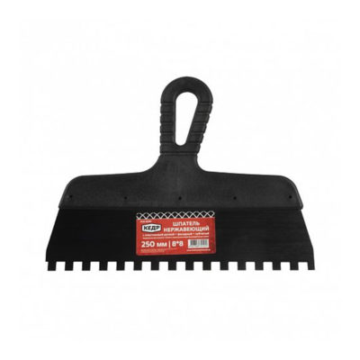 ШПАТЕЛЬ ФАСАДНЫЙ ЗУБЧАТЫЙ  8*8*ММ* 300 ММ НЕРЖАВ. СТАЛЬ ПЛАСТМ. РУЧКА
