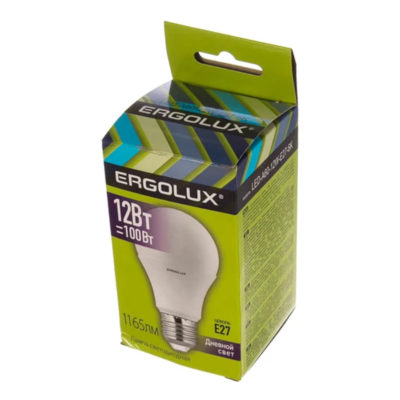 Ergolux LED-A60-12W-E27-6K Лампа светодиод. ЛОН 12 Вт