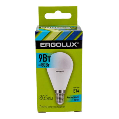 Ergolux LED-G45-9W-E14-3K Эл.лампа светодиод. Шар 9 Вт Е14 3000К