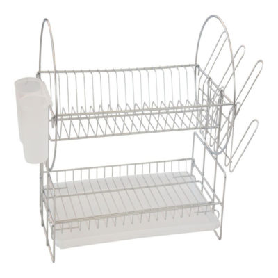 Сушилка для посуды нерж.2-х ярусная 410*210-272 с бок. вставкой