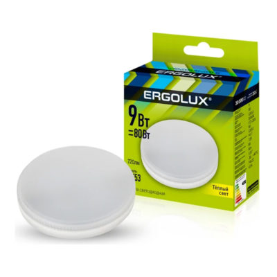 Ergolux LED-GX53-9W-GX53-3K Эл.лампа светодиод. 9 Вт 3000К
