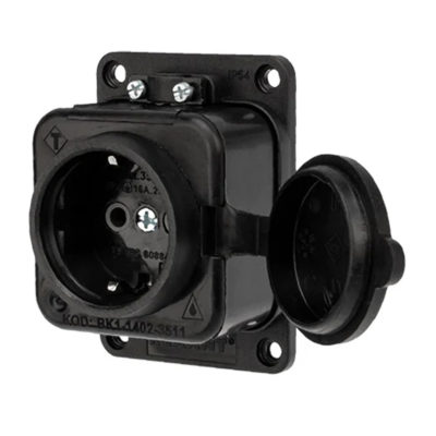 Розетка СП с/з с крышкой 16А IP54 каучук