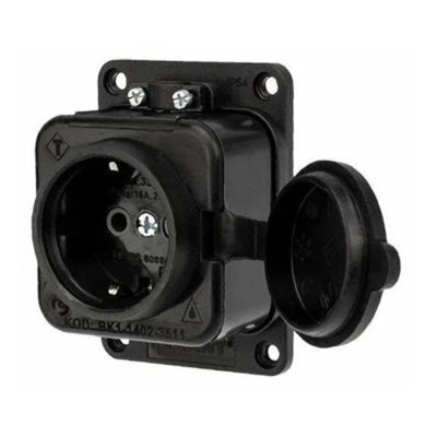 Розетка штепсельная с/з влагозащ. 16А IP54 каучук
