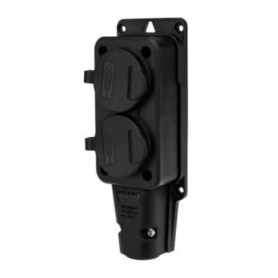 Розетка штепсельная 2-местн. с/з влагозащ. 16А IP54 каучук