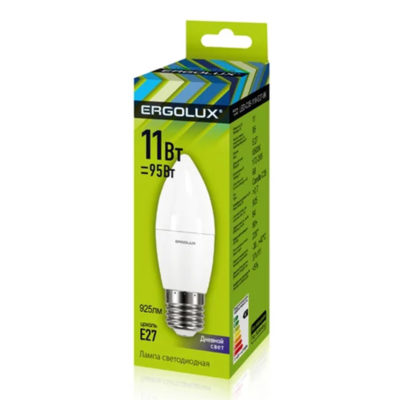 Ergolux LED-C35-11W-E27-6K Эл.лампа светодиод. Свеча 11 Вт 6500К