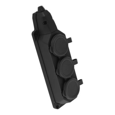 Колодка 3-м с/з  16А каучук черная ЭРА