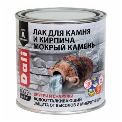 ЛАК ДЛЯ КАМНЯ И КИРПИЧА "DALI" "МОКРЫЙ КАМЕНЬ" АКРИЛОВЫЙ 0