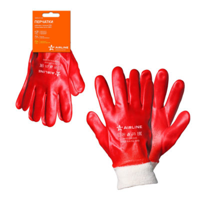Перчатки с полным нитриловым покрытием красные