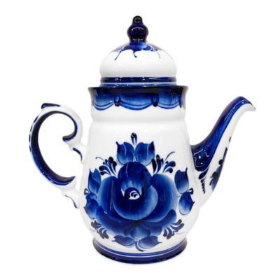 Чайник для заварки "Самовар" синий роспись