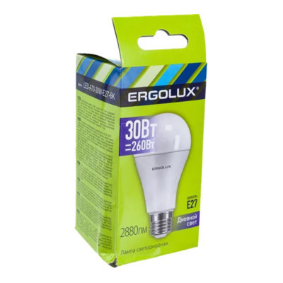 Ergolux LED-A70-30W-E27-6K Эл.лампа светодионая ЛОН 30Вт 6500К