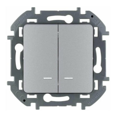 Механизм выключателя 2-кл. INSPIRIA 10A с подсвет/индикац алюминий