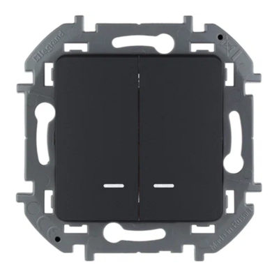 Механизм выключателя 2-кл. INSPIRIA 10A с подсветк/индикац антрацит