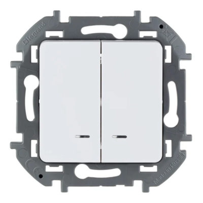 Механизм выключателя 2-кл. INSPIRIA 10А с подсвет/индикац белый