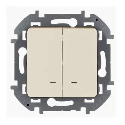 Механизм выключателя 2-кл. INSPIRIA 10A с подсвет/индикац слоновая кость