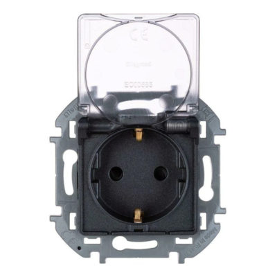 Механизм розетки 1СП INSPIRIA 16A защ.шторки нем. станд.  антрацит