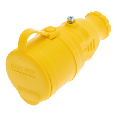 Розетка переносная влагозащищ. с крышкой с/з 16А IP44 каучук желт.